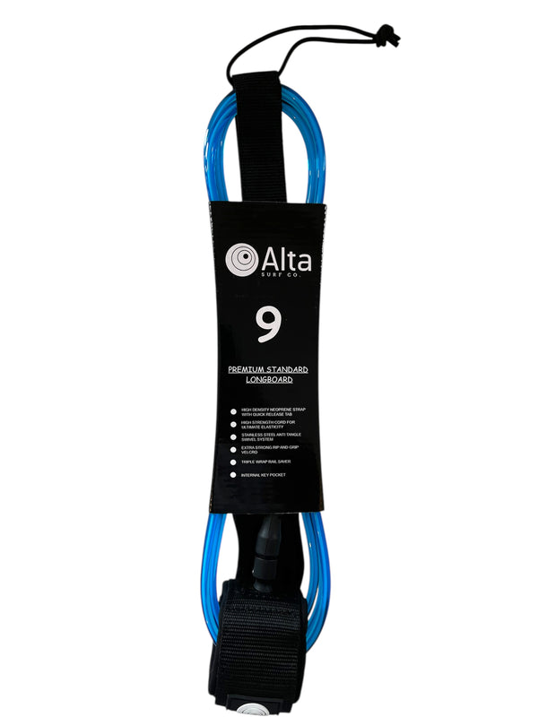 Premium Standard Longboard Blue Leash 9"